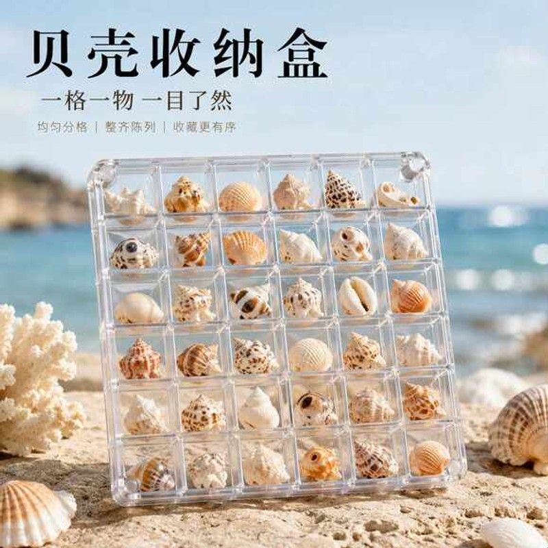 装贝壳收纳盒大号亚克力相框赶海边石头高透明展示盒收集海螺标本