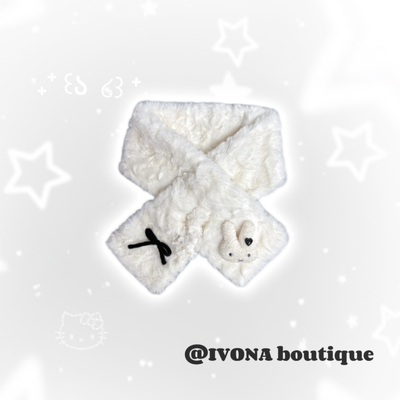 IVONA【Miffy蝴蝶结】原创敲可爱！少女心冬日保暖米菲毛绒围巾