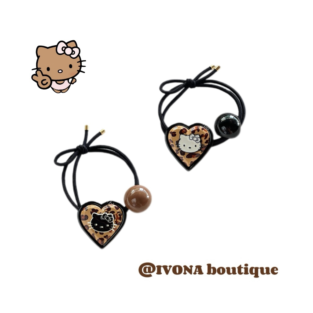 IVONA【爱心豹纹】kitty秋冬配色甜酷辣妹少女心高马尾皮筋发绳