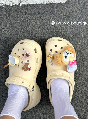 IVONA【黄油饼饼！】夏日新款可爱甜妹可琦安洞洞鞋crocs鞋花鞋扣