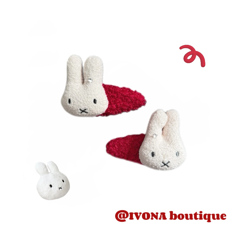 IVONA【闪钻米菲兔*】可爱少女心原创米菲兔毛绒发夹侧边夹刘海夹