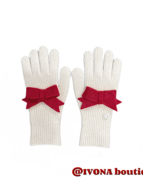 IVONA【新年快乐^】原创保暖红色少女针织加厚闺蜜礼物可触屏手套