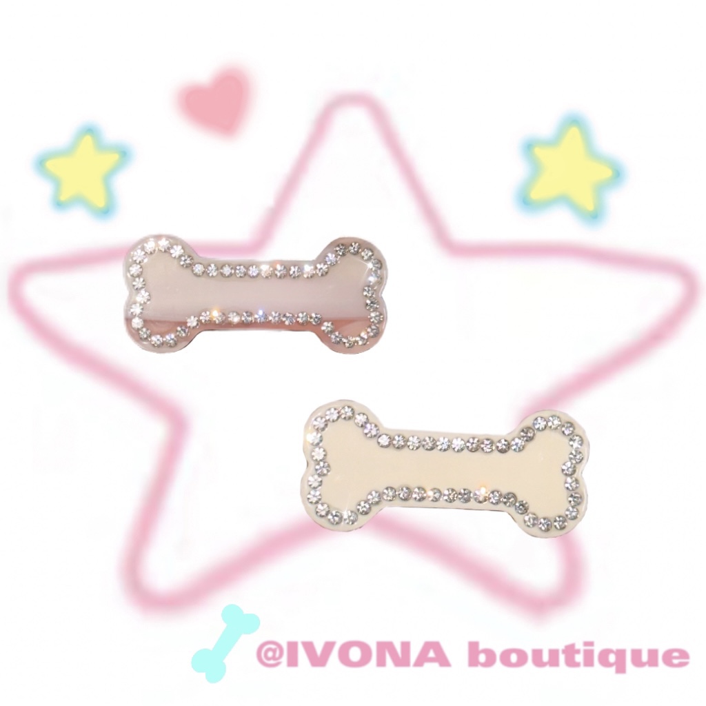 IVONA【闪钻骨头】y2k手作贴钻千禧风小众精致水钻吸睛发夹发饰