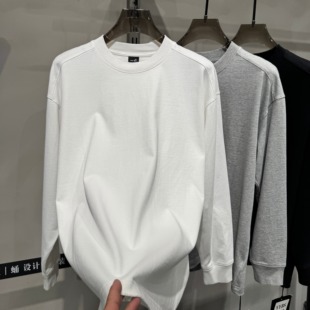 M先生轻奢潮牌高克重磅工艺立体裁剪简约长袖T恤男女同款宽松休闲