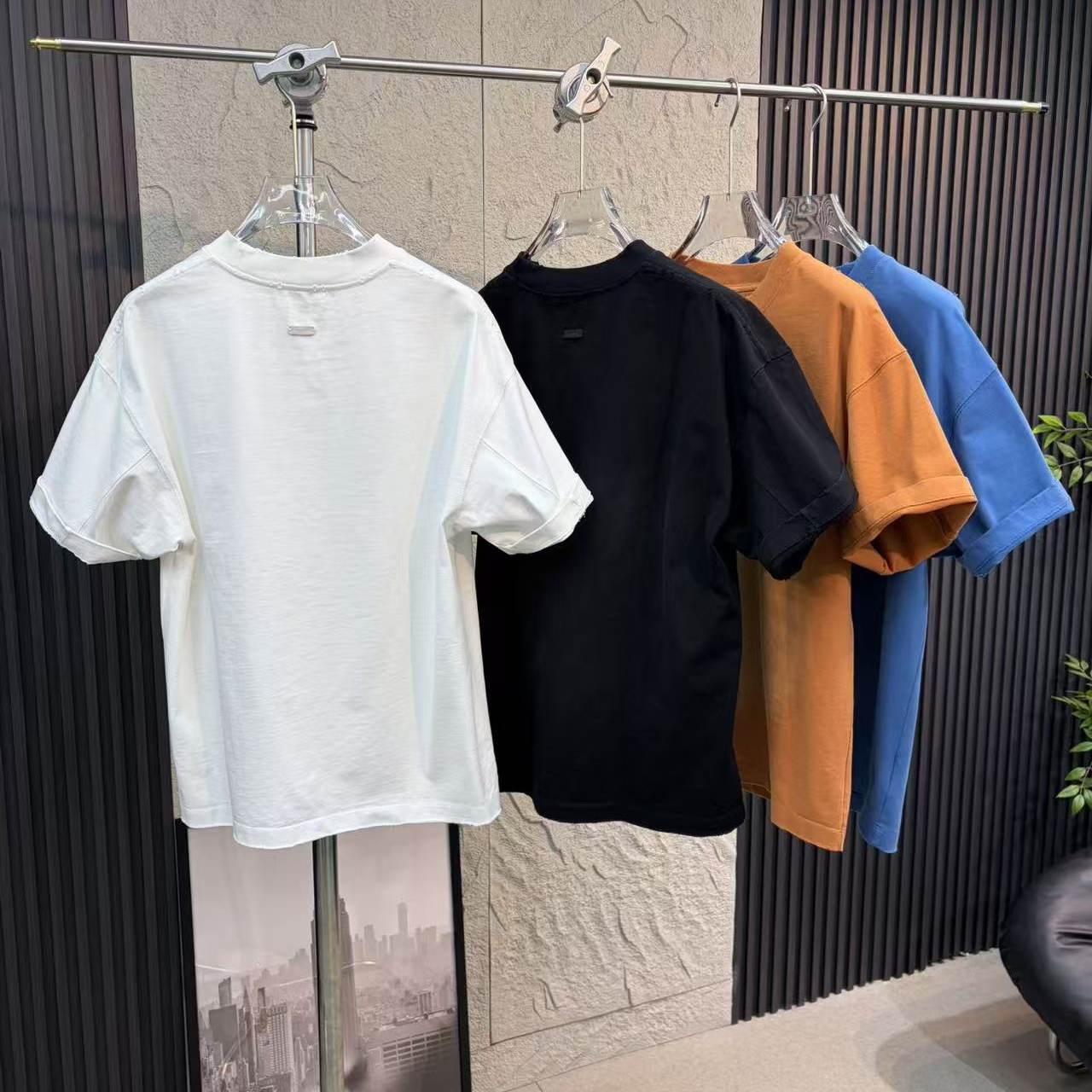 轻奢重磅水洗短袖T恤男宽松休闲