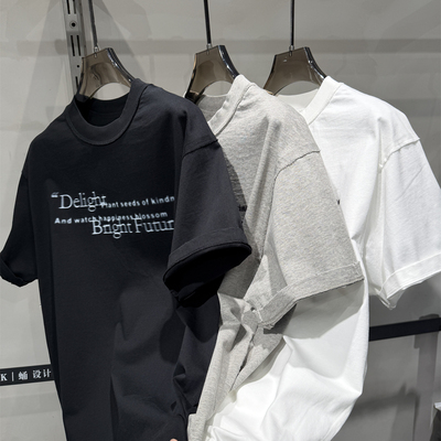 重磅宽松圆领短袖休闲纯棉短袖男