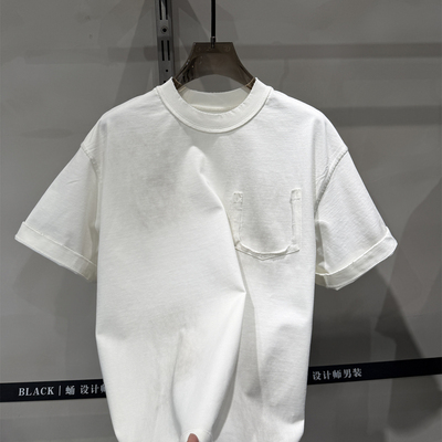 重磅短袖T恤圆领假口袋潮牌体恤