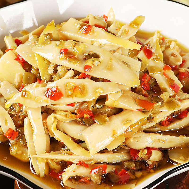 酸辣小笋下饭菜湖南特产剁椒脆嫩高山笋尖辣椒酱咸菜即食凉拌菜