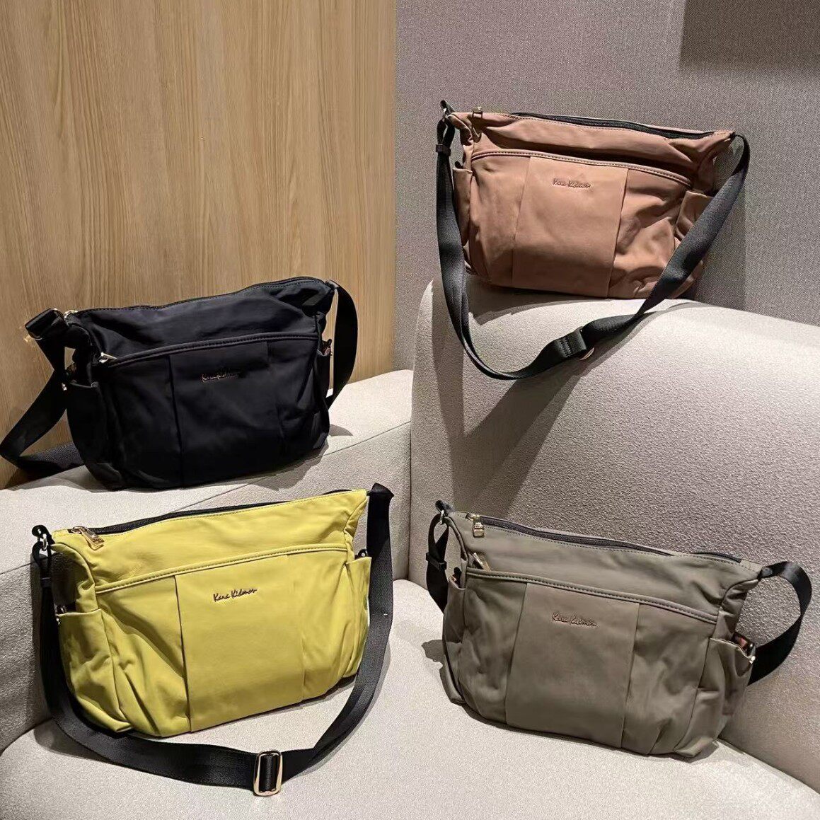 2026新款纯色尼龙布休闲简约单肩包时尚妈咪包多隔层旅行斜挎包