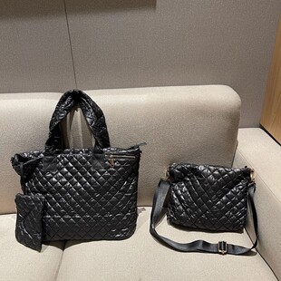 新款大容量三件套子母包高品质外贸防水尼龙布旅行斜挎托特包