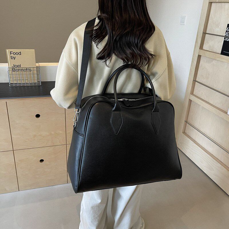 韩版简约大容量轻便旅行包新款时尚洋气手提包纯色质感瑜伽健身包