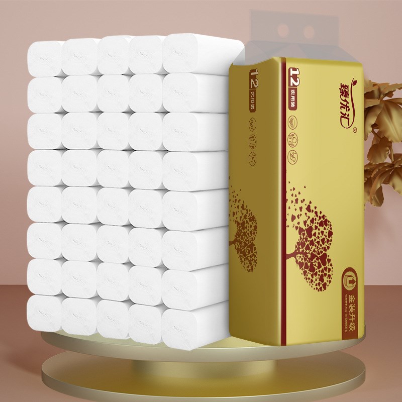 卷纸12卷300g卫生纸家用实惠装实心原生K竹浆母婴适用厕纸巾小卷