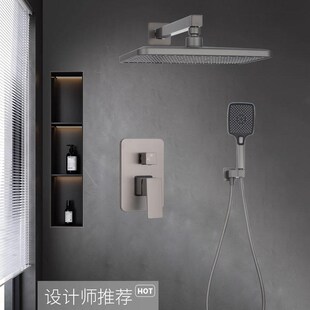 全铜暗装入墙嵌入式花洒酒店宾馆浴场淋浴花洒套装浴室极简花洒