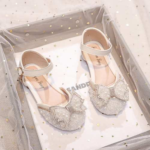 女童水晶公主鞋半凉鞋水钻公主鞋演出鞋包头凉鞋2023新款儿童凉鞋