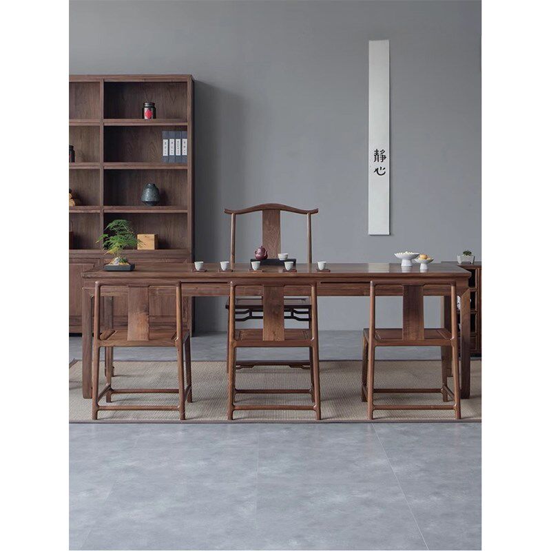 妙梵素弦桌i北美黑胡桃木茶桌 新中式茶台 现代简约家用泡茶