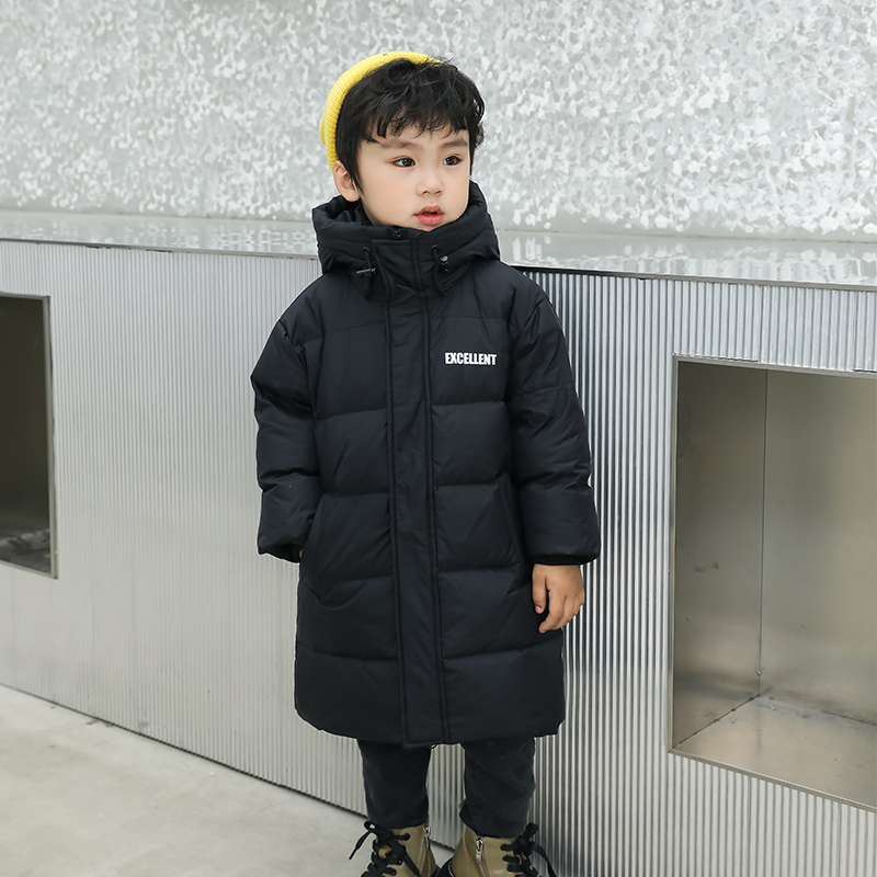 儿童羽绒服2022新款男童女童宝宝D过膝加厚中长款洋气连帽冬装外