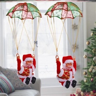 电动圣诞老人爬珠楼梯子降落伞公仔玩偶玩具儿童圣诞WZ节礼物装饰