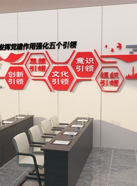 速发党员活动室文化墙装饰党建设B计支部会议背景企业红色主题布