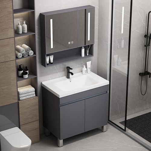 落地式蜂窝铝浴室柜洗脸盆卫生间陶瓷一体洗漱台阳台洗手盆柜组合