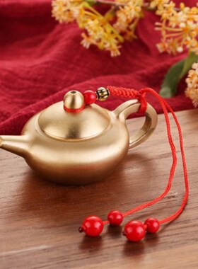 黄铜小茶壶e地摊小铜器摆件金属铜工艺品办公室茶道茶具纯铜把把