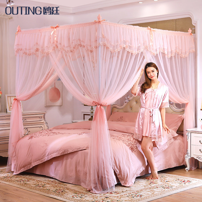 落地网红蚊帐1.2m1n.2米2米1.5m1.8m床帐子家用公主风加密加厚纹