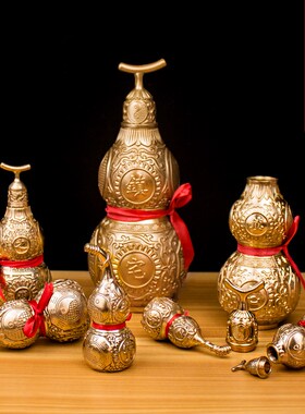 开盖铜葫芦纯铜葫芦摆件家用小号铜葫芦挂件客厅卧室大号空心葫芦