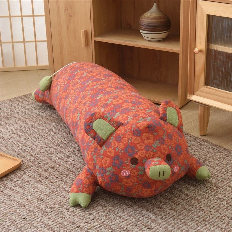 三层纱-富贵猪全棉A类母婴玩偶夹腿枕头卡通安抚睡U觉多功能抱靠