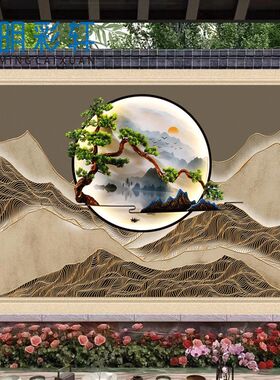 室外照壁瓷砖墙砖庭院迎门墙背景F墙现代中式装饰画影背墙定制