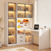 实木转角书桌f书架一体高中生家用学习桌子女孩卧室拐角台式 电脑