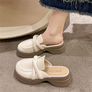 子单鞋 凉鞋 外穿孕妇鞋 厚底小皮 包R头半拖鞋 夏季 胖脚宽脚女鞋 新款