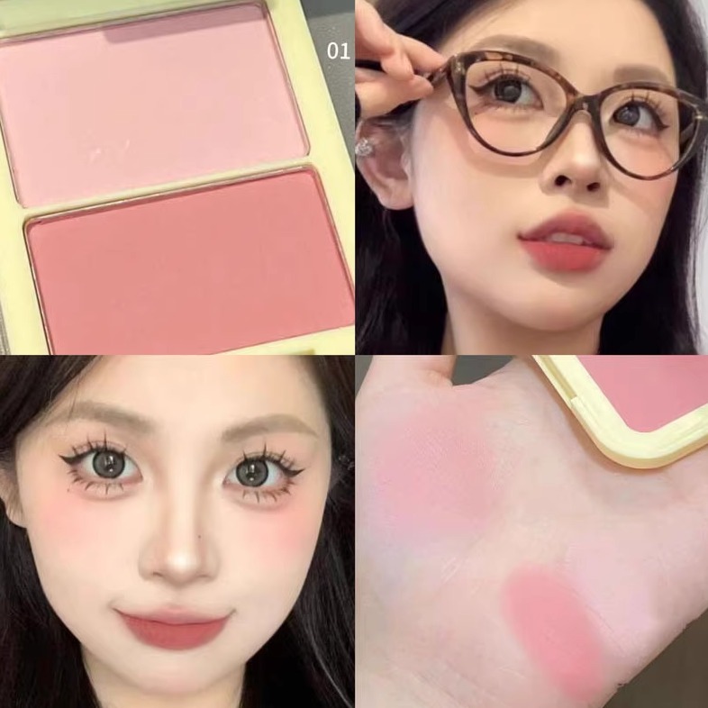 酪色蜜语双色腮红膨胀色自然提亮高光提气色修容胭脂盘~HERORANGE