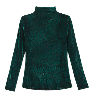 金丝绒打底衫女秋冬加绒加厚网纱上衣修身半高领长袖T恤洋气小衫