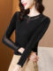 黑色圆领打底衫 百搭小衫 女长袖 亮丝网纱t恤修身 上衣韩版 秋冬新款