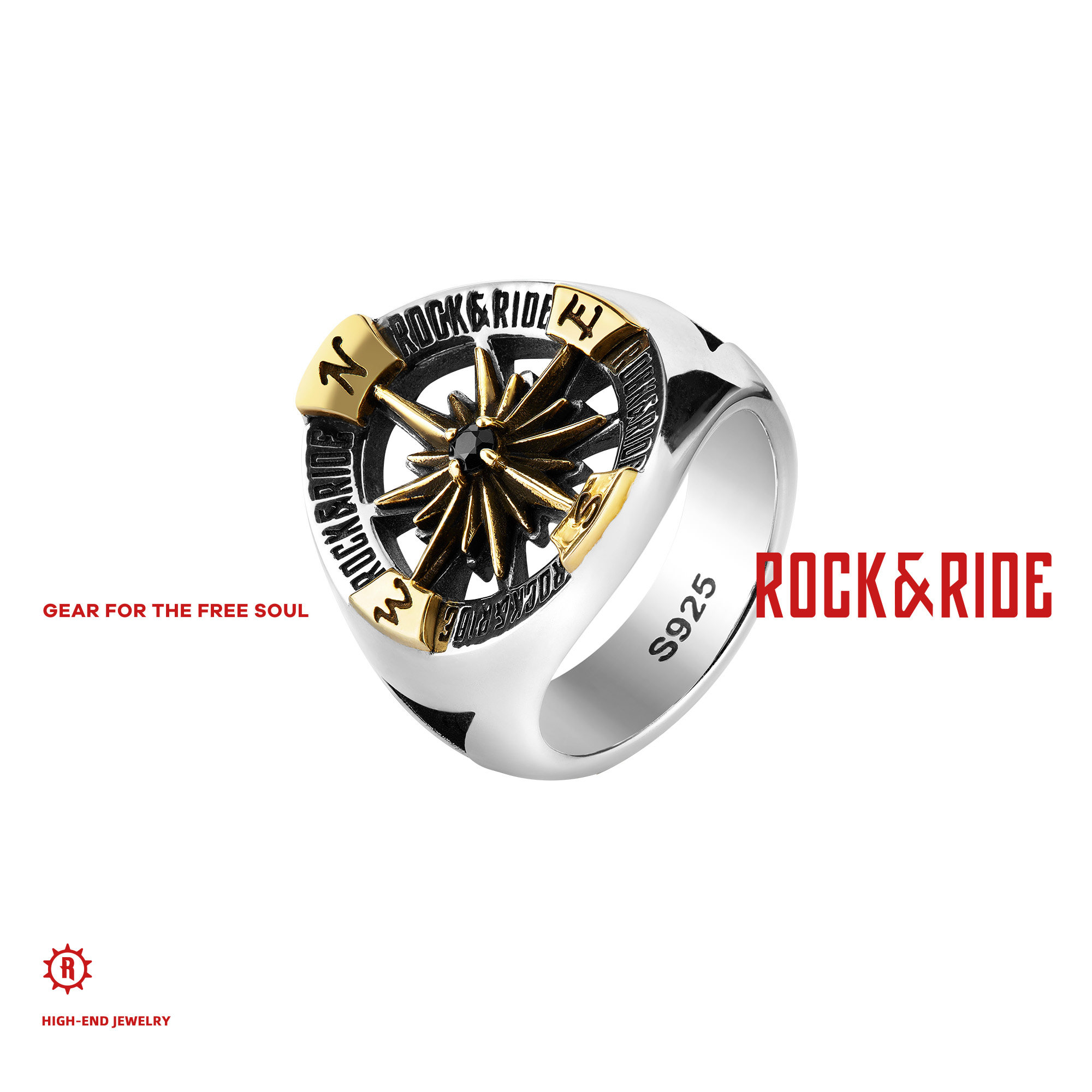 ROCKRIDE 罗盘星芒戒指 925纯银男士戒指复古设计感潮,饰品/流行首饰/时尚饰品新,戒指/指环,淘宝优惠券,粉丝福利购,淘宝优惠卷