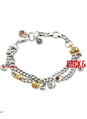 [新年礼物]ROCKRIDE  LUCKY桃心手链 925银小众女复古情侣新款