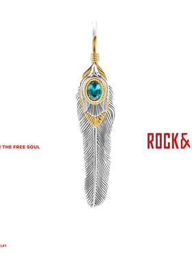 [新年礼物]ROCKRIDE翱翔之羽吊坠 925银男女项链复古羽毛情侣新款