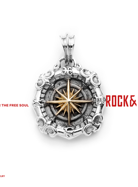 [明星同款]ROCKRIDE 星海罗盘吊坠 925纯银项链复古情侣男友送礼