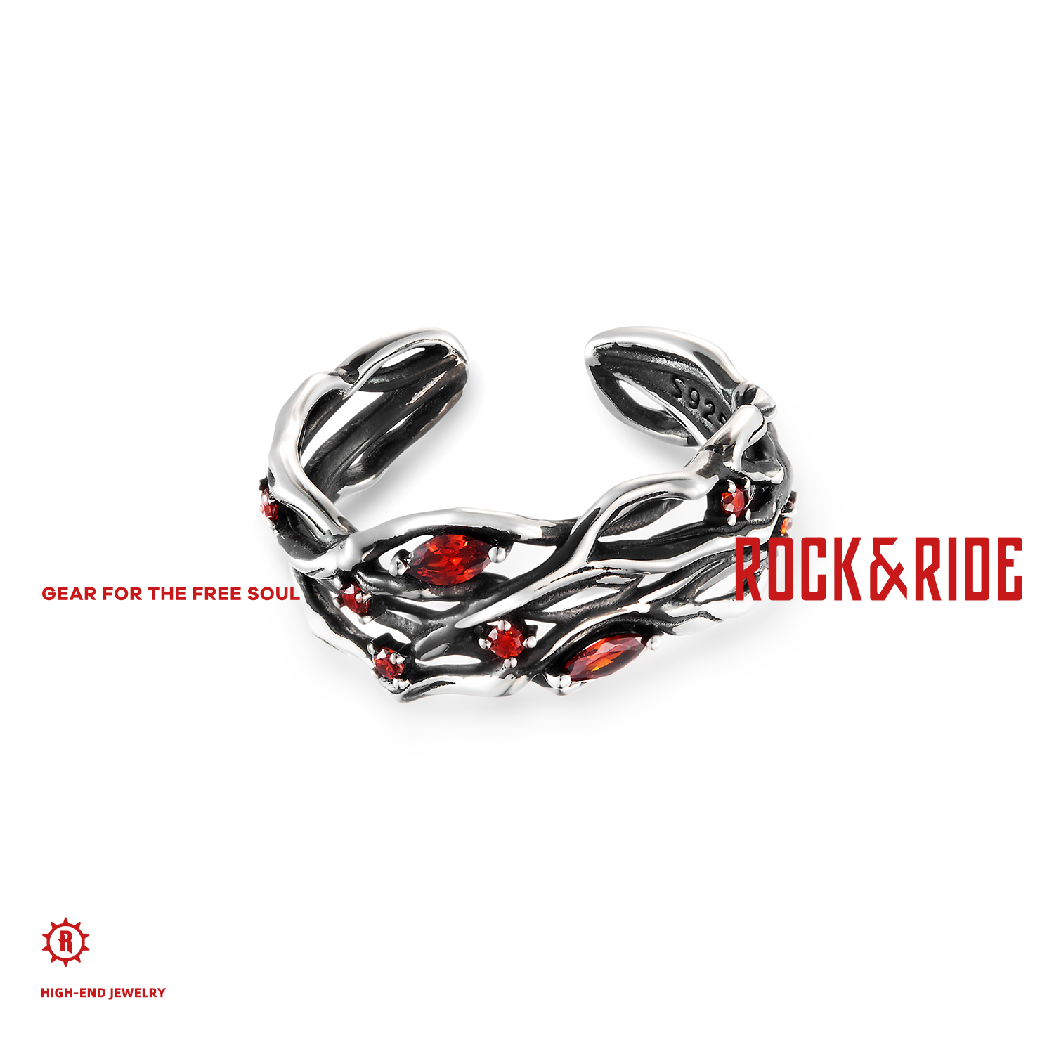 ROCKRIDE荆棘缠绕戒指925纯银