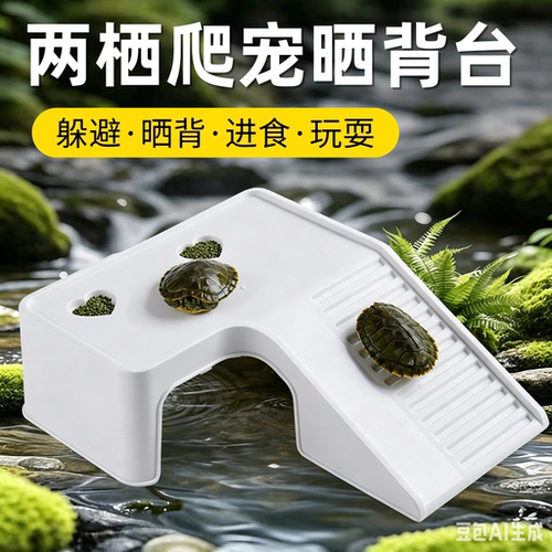 乌龟造景晒背喂食躲避爬台浮台