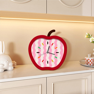 网红卡通创意桌面钟表摆件电视柜客厅艺术静音小时钟摆台式