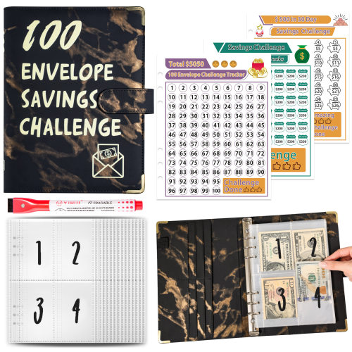 100Envelope Challenge100天挑战存钱储蓄本现金预算信封活页手账