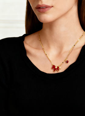 生肖马上有钱吊坠红爱心毛衣链