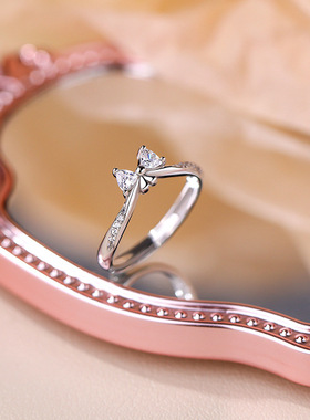 轻奢蝴蝶结戒指女个性甜美气质在逃公主网红直播开口可调节指环