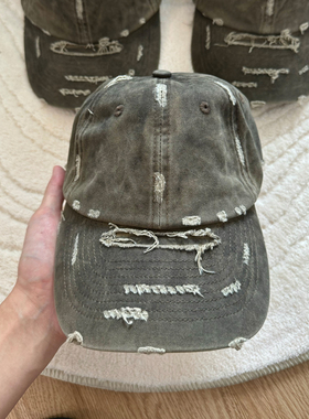 Erole 24aw重水洗脏染破坏棒球帽 磨破弯檐鸭舌帽Washed cap