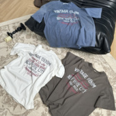 Erole 24ss复古单缝线康利印花vintage磨破做旧短袖 230g短erdT恤