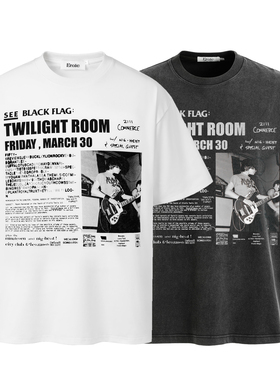 Erole「原创正版」310g高克重小领口vintage印花短袖cleanfitT恤