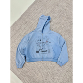 月光蓝做旧喷染拉链帽衫 Erole 小白 记忆 Puppy Love