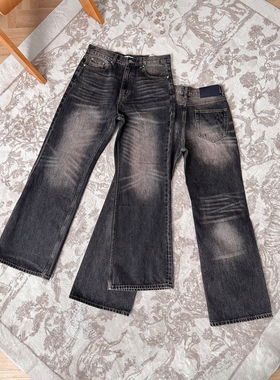 Erole 24aw红咖棕泥染做旧2021m复古水洗直筒微喇牛仔裤cleanfit