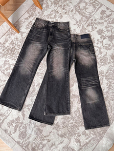 Erole cleanfit 24aw红咖棕泥染做旧2021m复古水洗直筒微喇牛仔裤