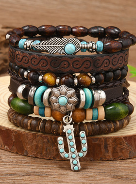 欧美波西米亚风手链仙人掌造型